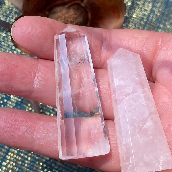 crystal pair clear rose quartz