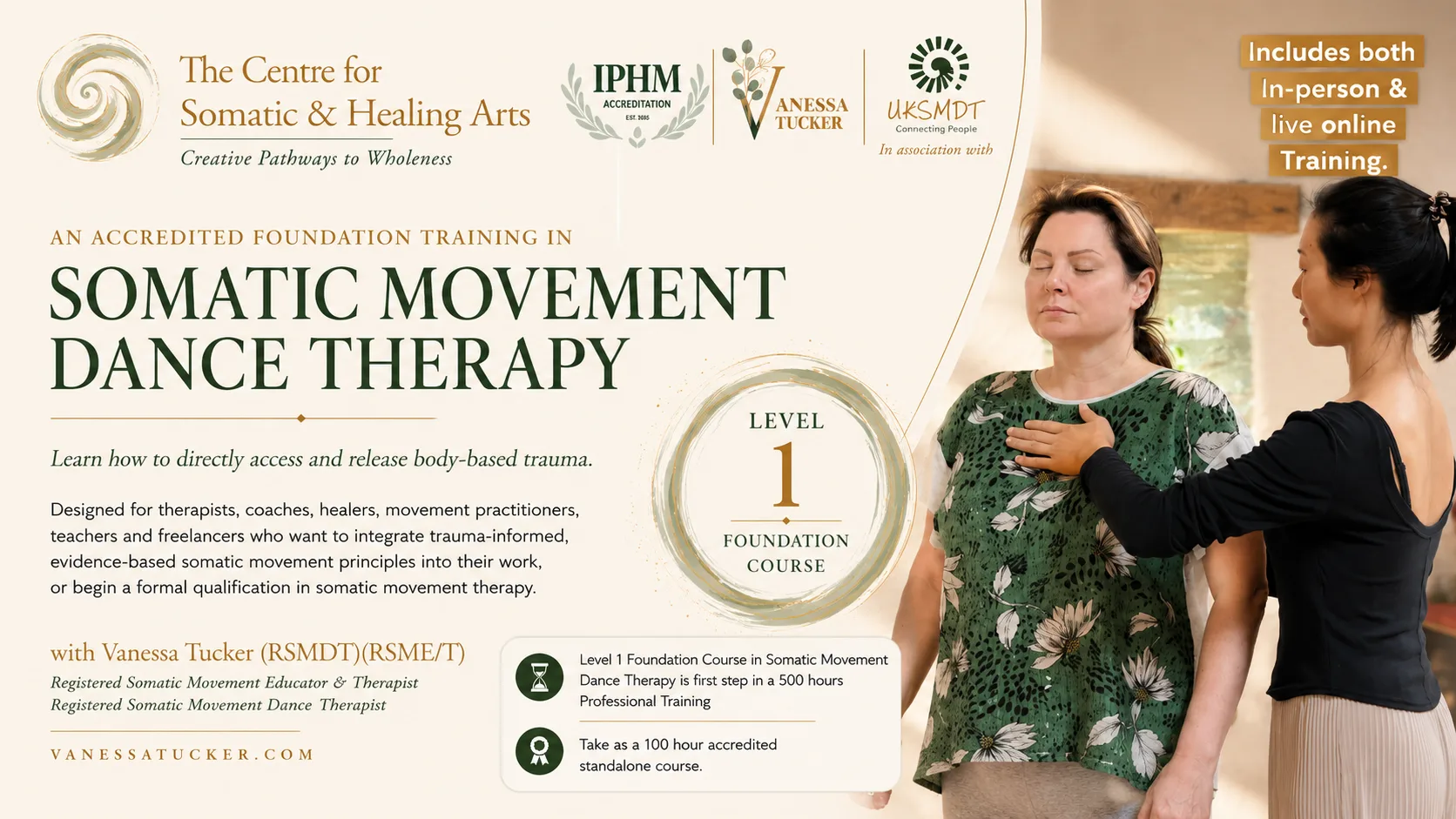foundation in somatic movement dance therapy smdt 2027 Vanessa teaching somatic movement 2027